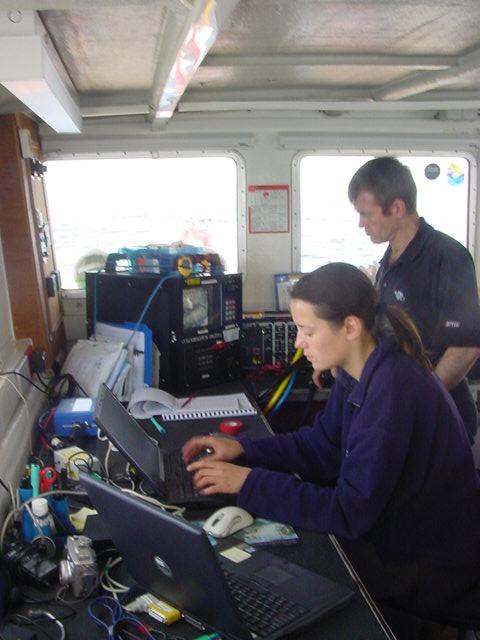 The diver's findings being recorded